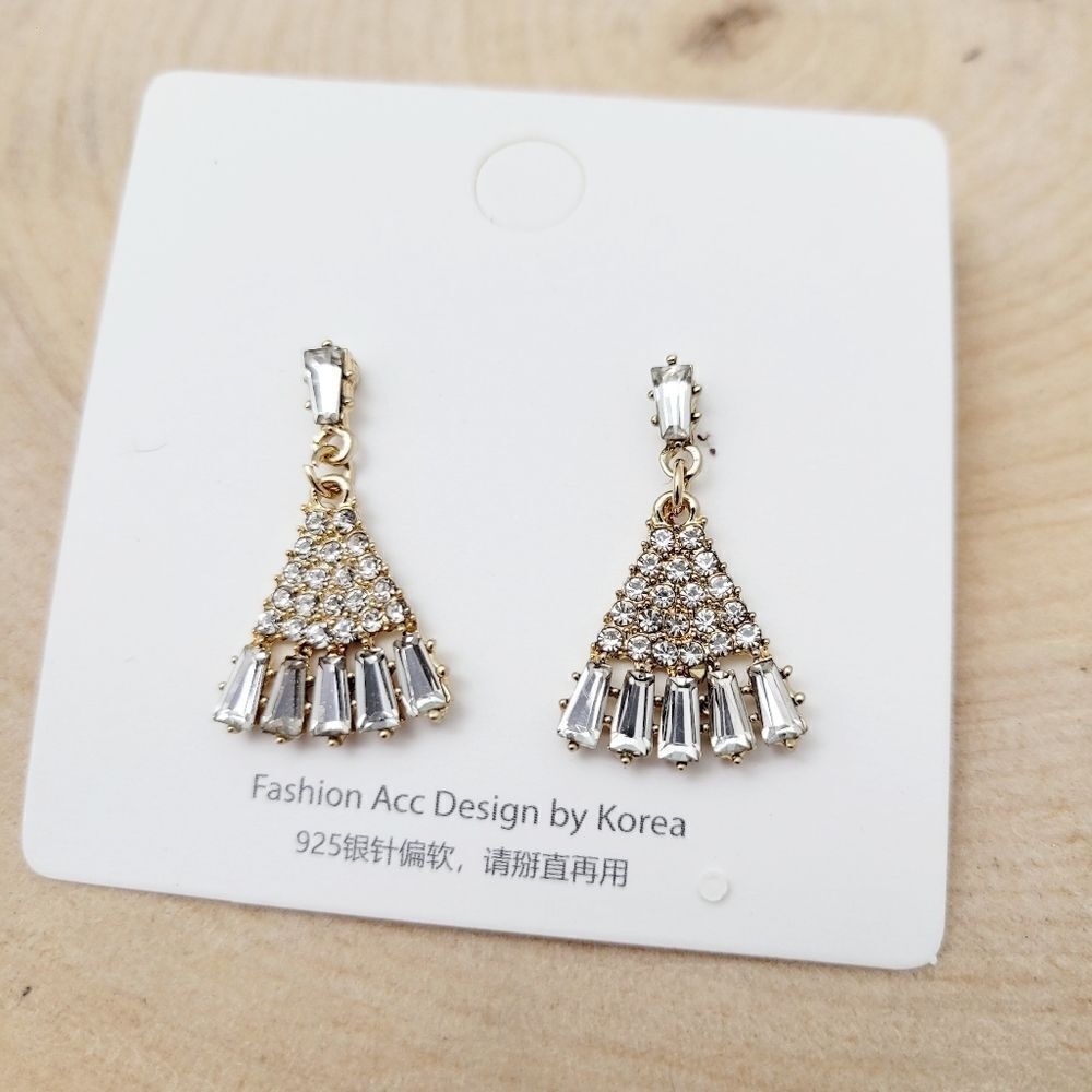 Brand New Gold Tone Silver Rhinestone Earrings